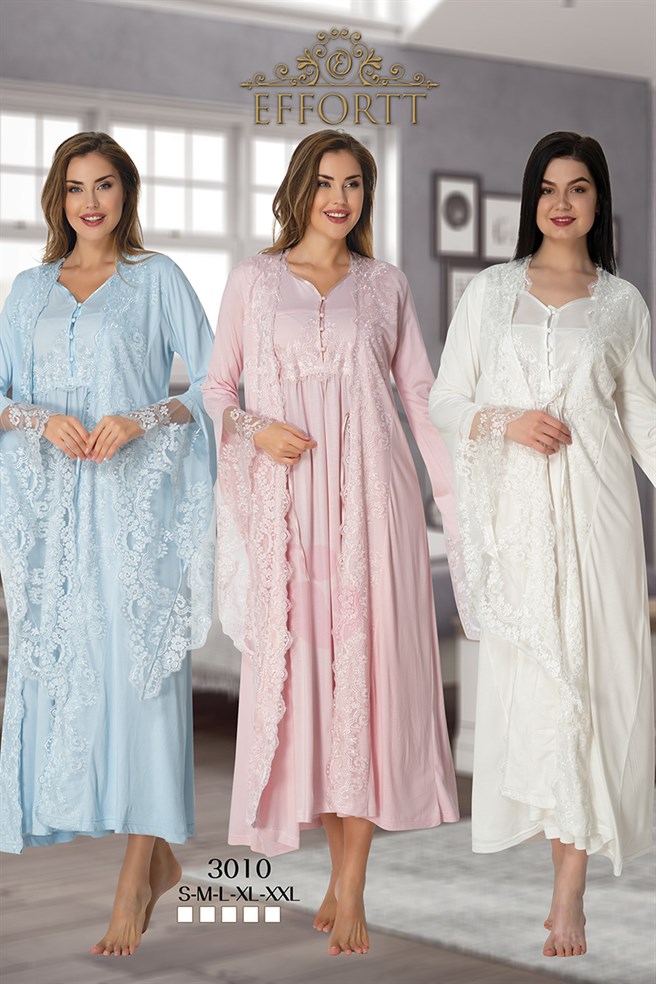 Effortt 3010 Custom Design Maternity Nightgown and Robe Set