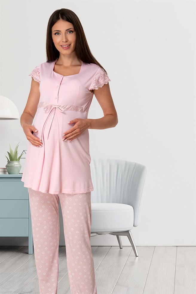 Effortt 6012 Dantel Detaylı Lohusa Pijama Takımı