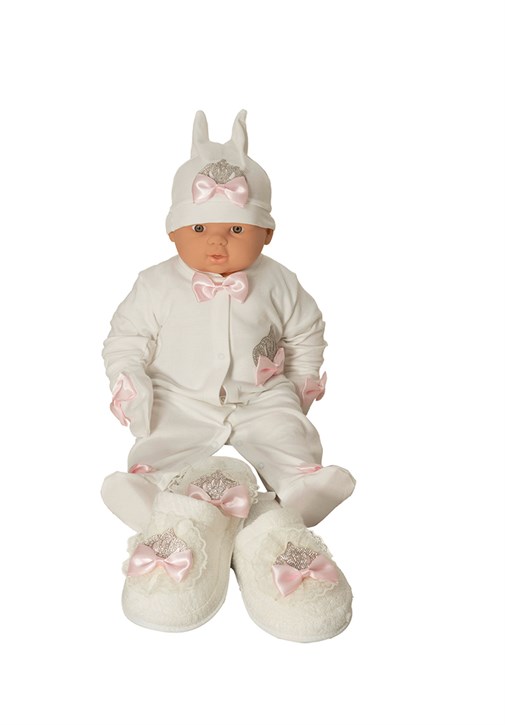MECIT 203 Baby Rompers 5 Pieces Maternity Slipper and Crown Set