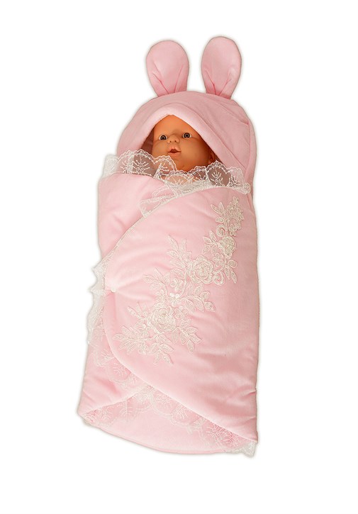 MECIT 211 Lace Detailed Baby Pink Color Plush Swaddle