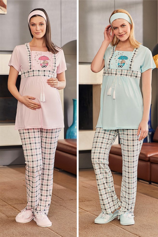 Mecit 5222 Ekosa Baby Detaylı Lohusa Pijama Takımı