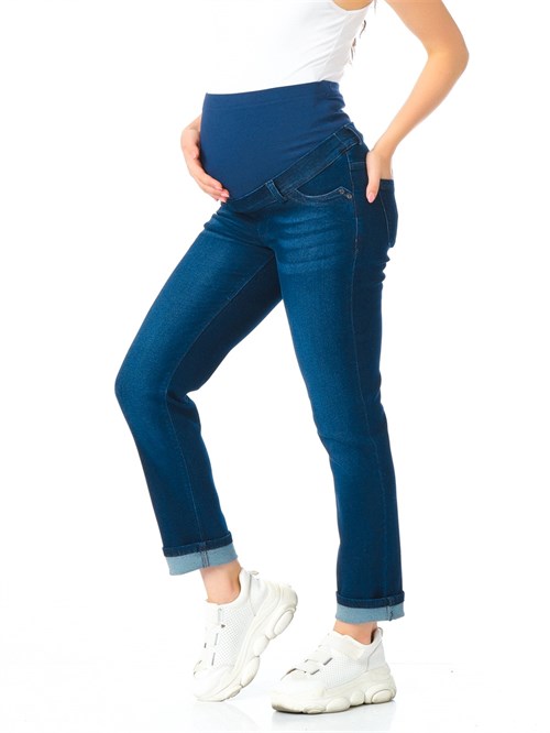 Hamile  Kot Pantolon Düz Model Şardonlu Lacivert