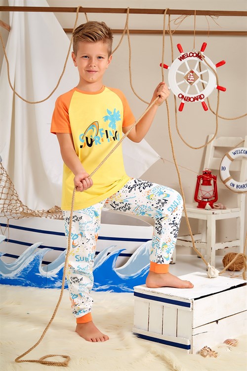 Erkek Çocuk Turuncu Pijama Takımı-0032