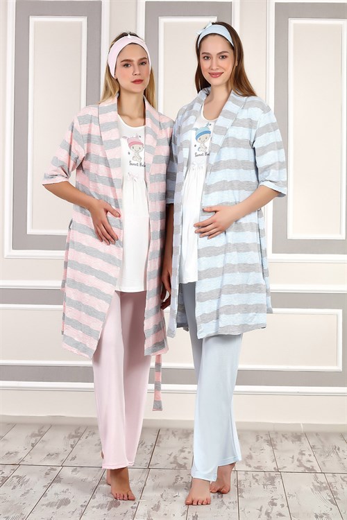 Haluk Bayram 3926 Baby Desenli Sabahlıklı Lohusa Pijama Takımı
