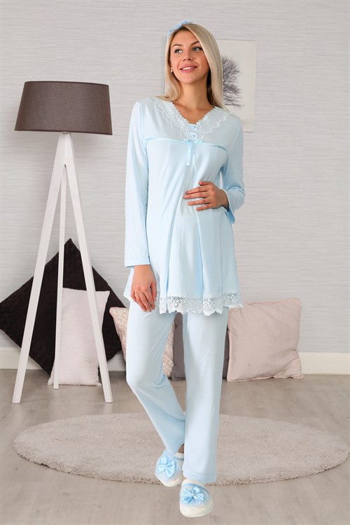 Lohusa Hamile 6032 Mavi Lohusa Pijama Takımı