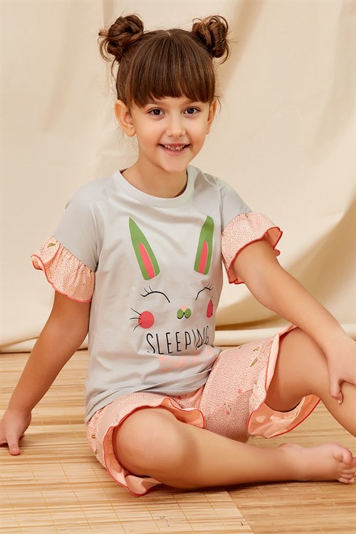Pikidor 152pk Kız Çocuk Gri Kapri Pijama Takımı