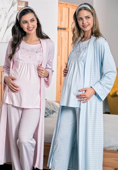 Poleren 5771 Uzun Sabahlıklı Lohusa Pijama Takımı