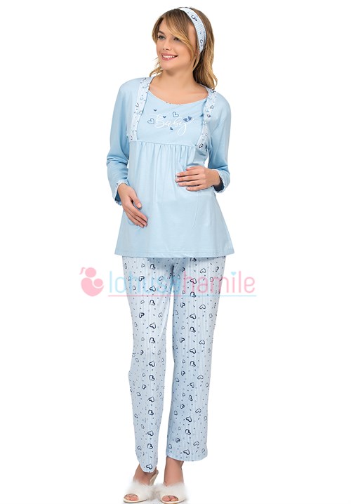 Poleren 5952 Sabahlıklı Lohusa Pijama Takımı