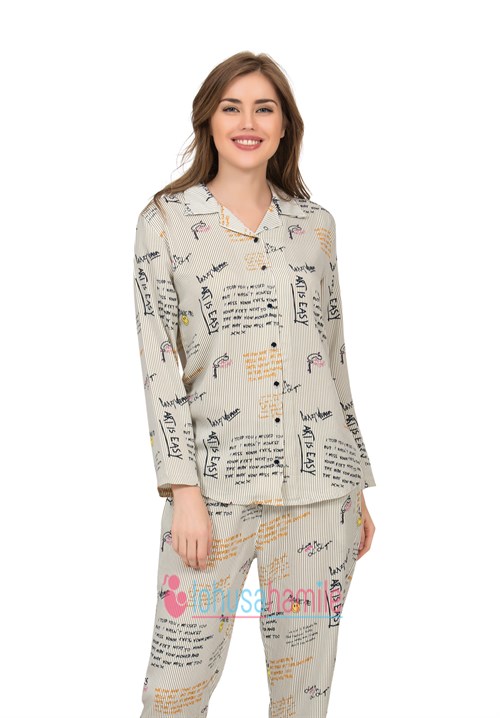 Poleren 5970 Önden Düğmeli Lohusa Pijama Takımı