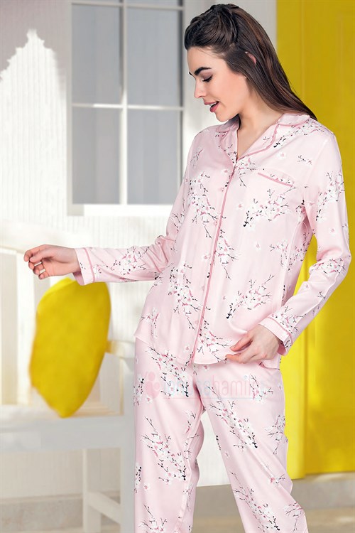Rozalinda 2158 Önden Düğmeli Lohusa Pijama Takımı